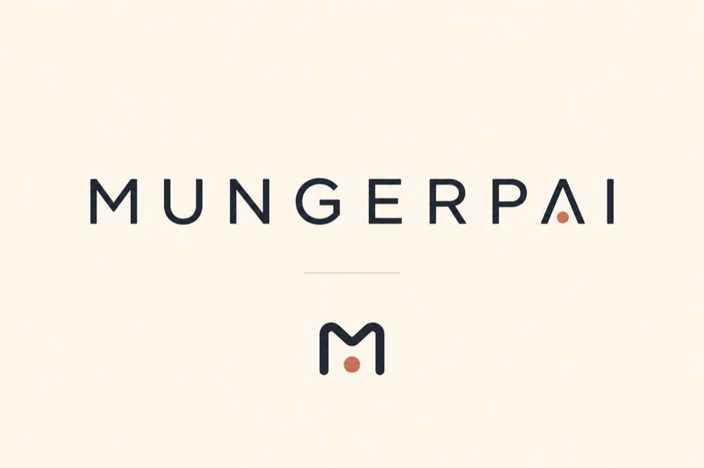 Mungerpai logo design exploration in charcoal and clay